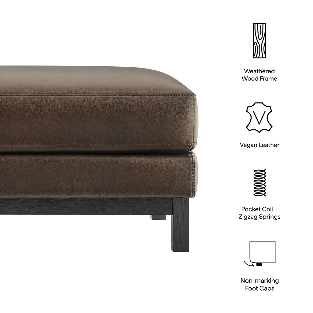 Roscoe Vegan Leather Ottoman - Espresso