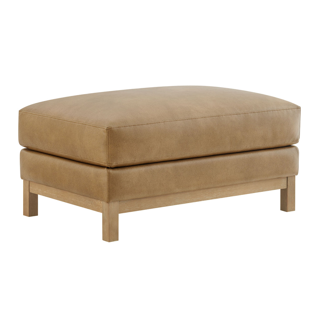 Roscoe Vegan Leather Ottoman - Toast