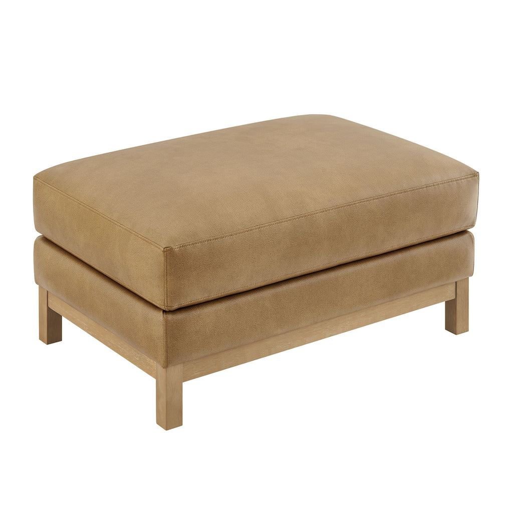 Roscoe Vegan Leather Ottoman - Toast
