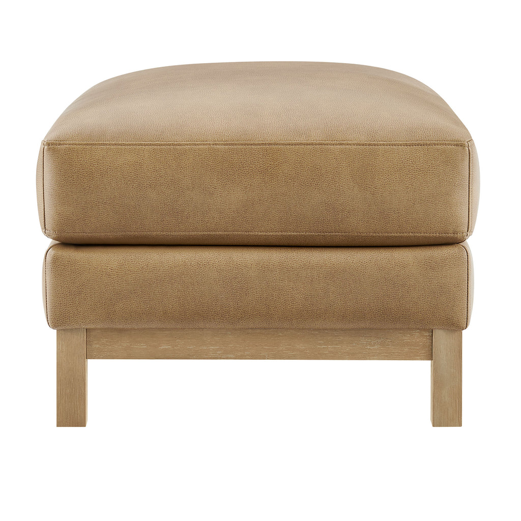 Roscoe Vegan Leather Ottoman - Toast