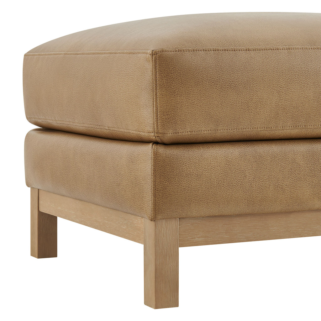 Roscoe Vegan Leather Ottoman - Toast