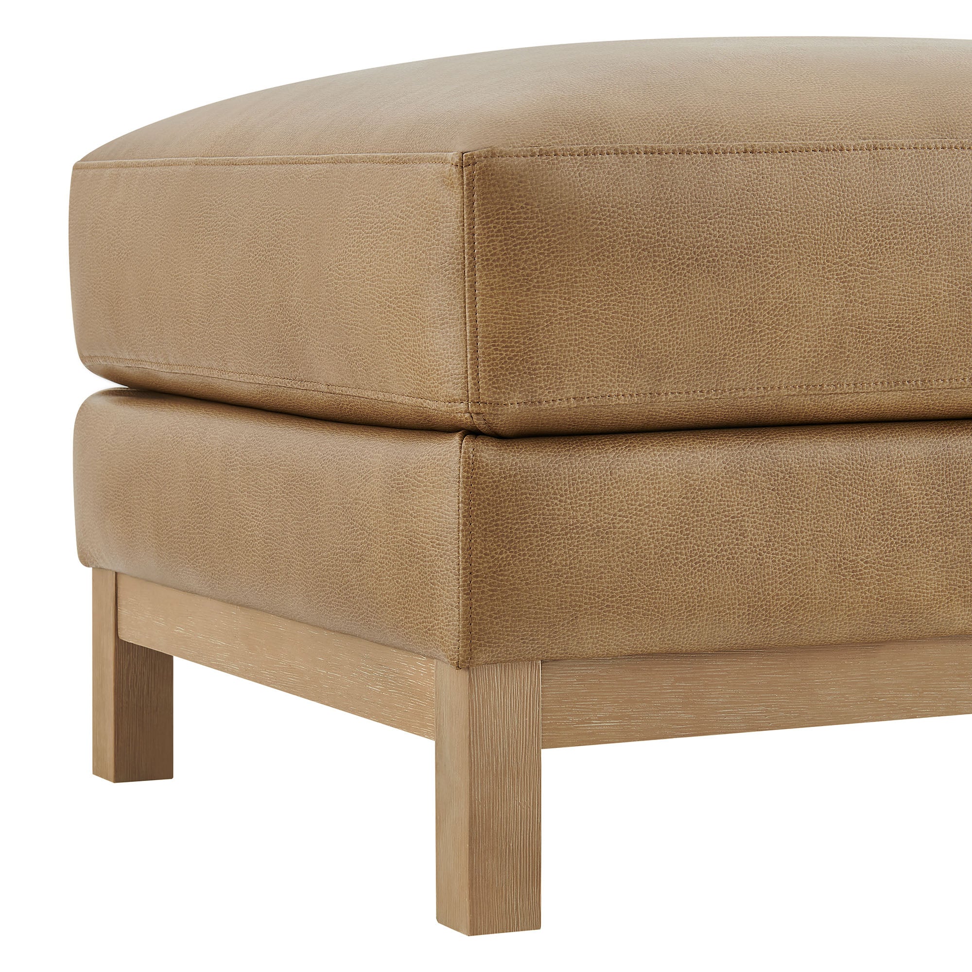 Roscoe Vegan Leather Ottoman - Toast