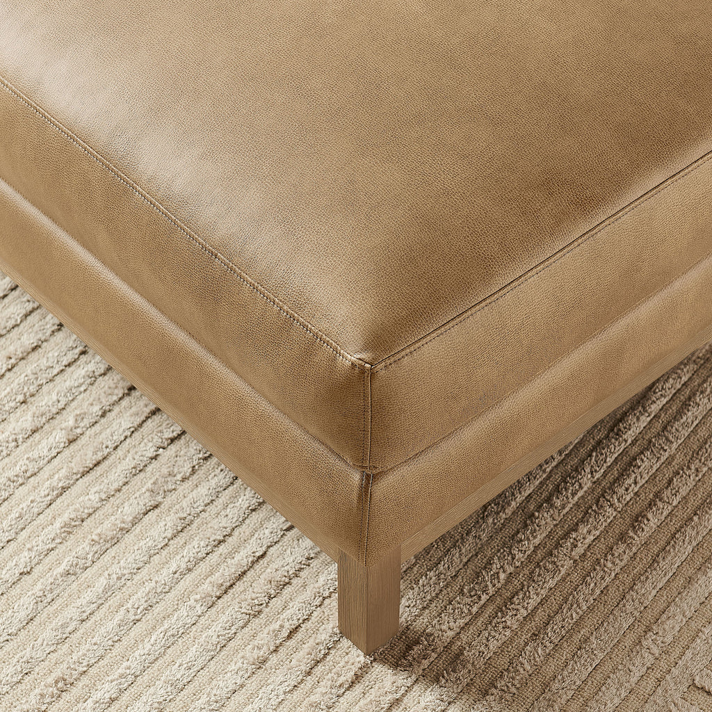 Roscoe Vegan Leather Ottoman - Toast