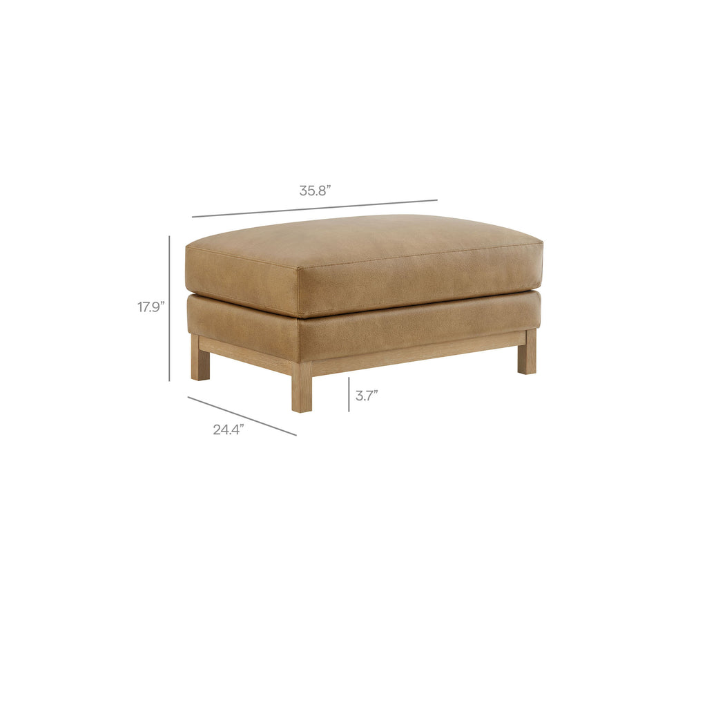 Roscoe Vegan Leather Ottoman - Toast