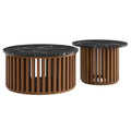 Fortitude Round Faux Marble Top Nesting Coffee Table - Walnut Black