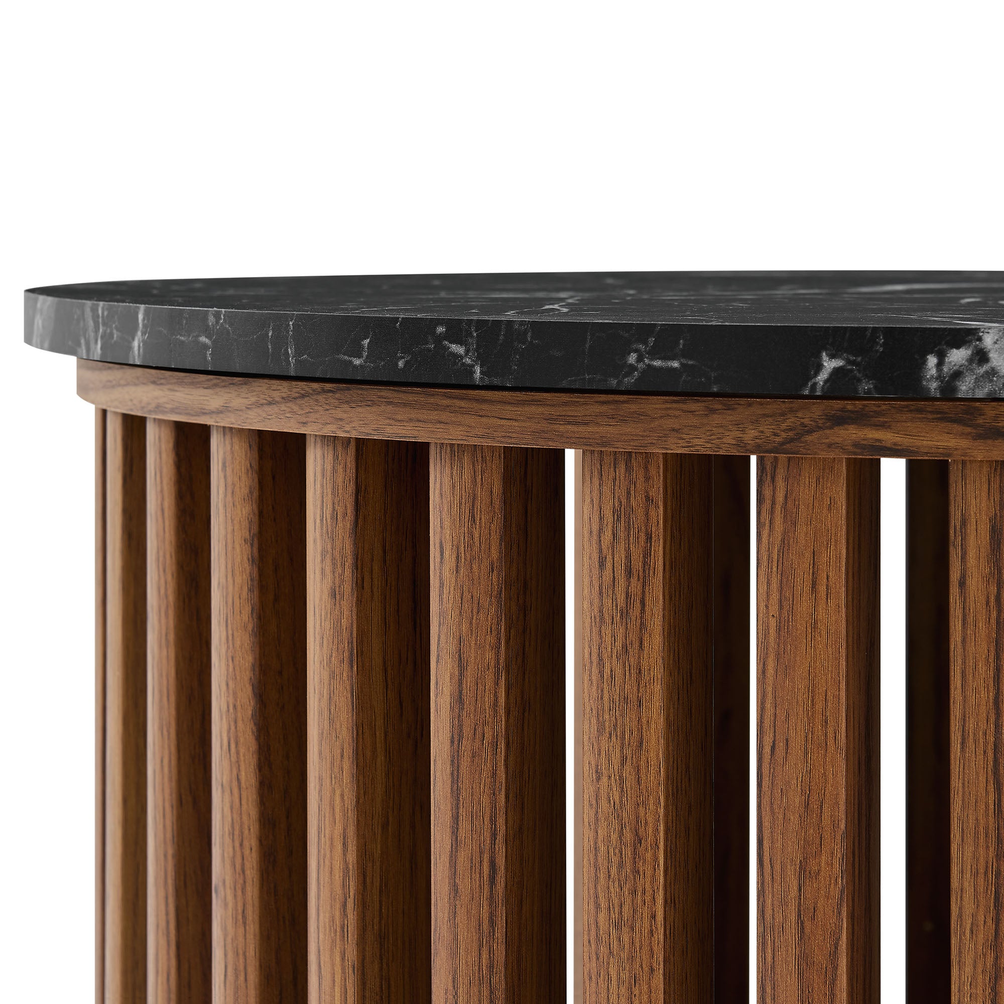 Fortitude Round Faux Marble Top Nesting Coffee Table - Walnut Black