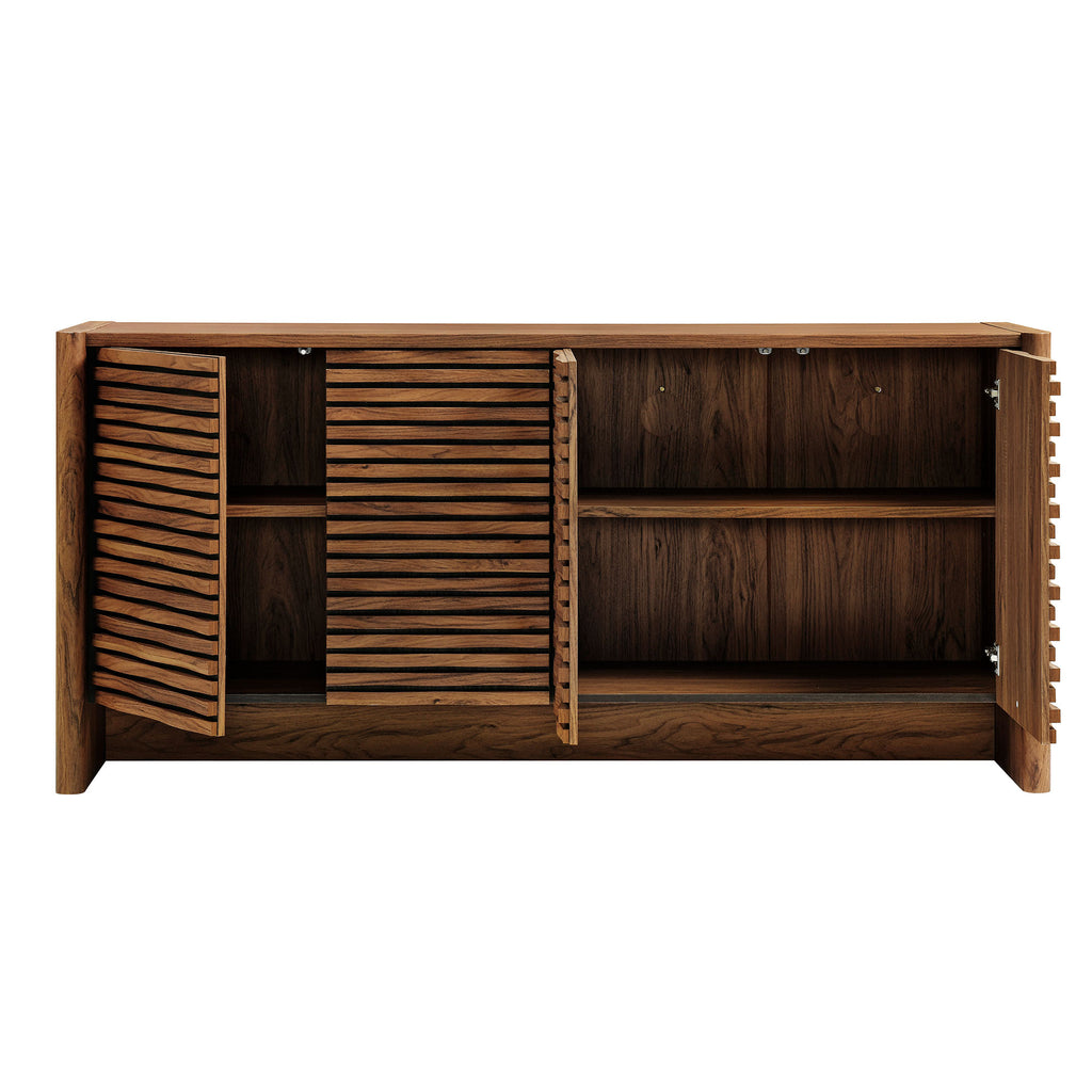 Emric Wave 66" 4-Door Sideboard - Walnut