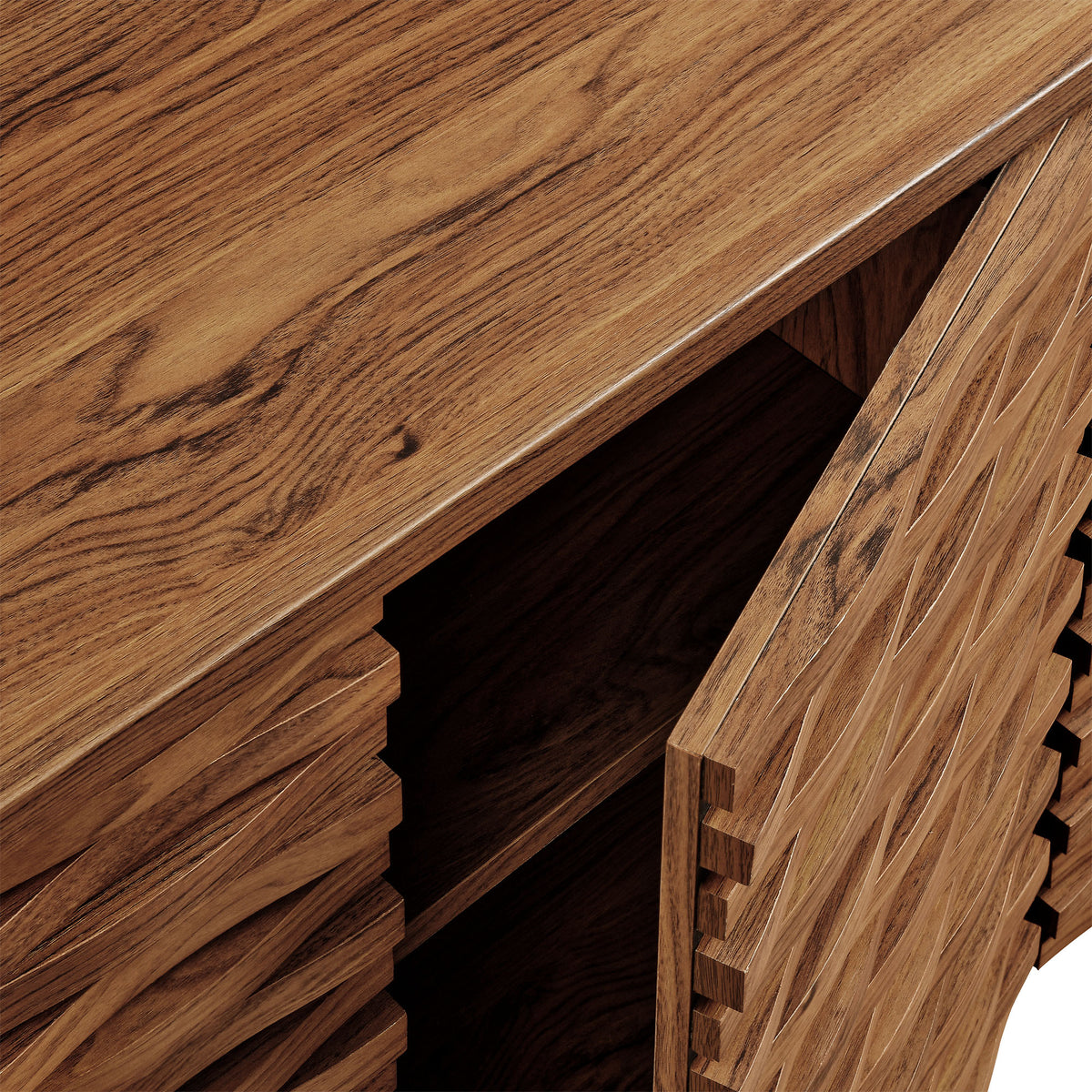 Emric Wave 66" 4-Door Sideboard - Walnut
