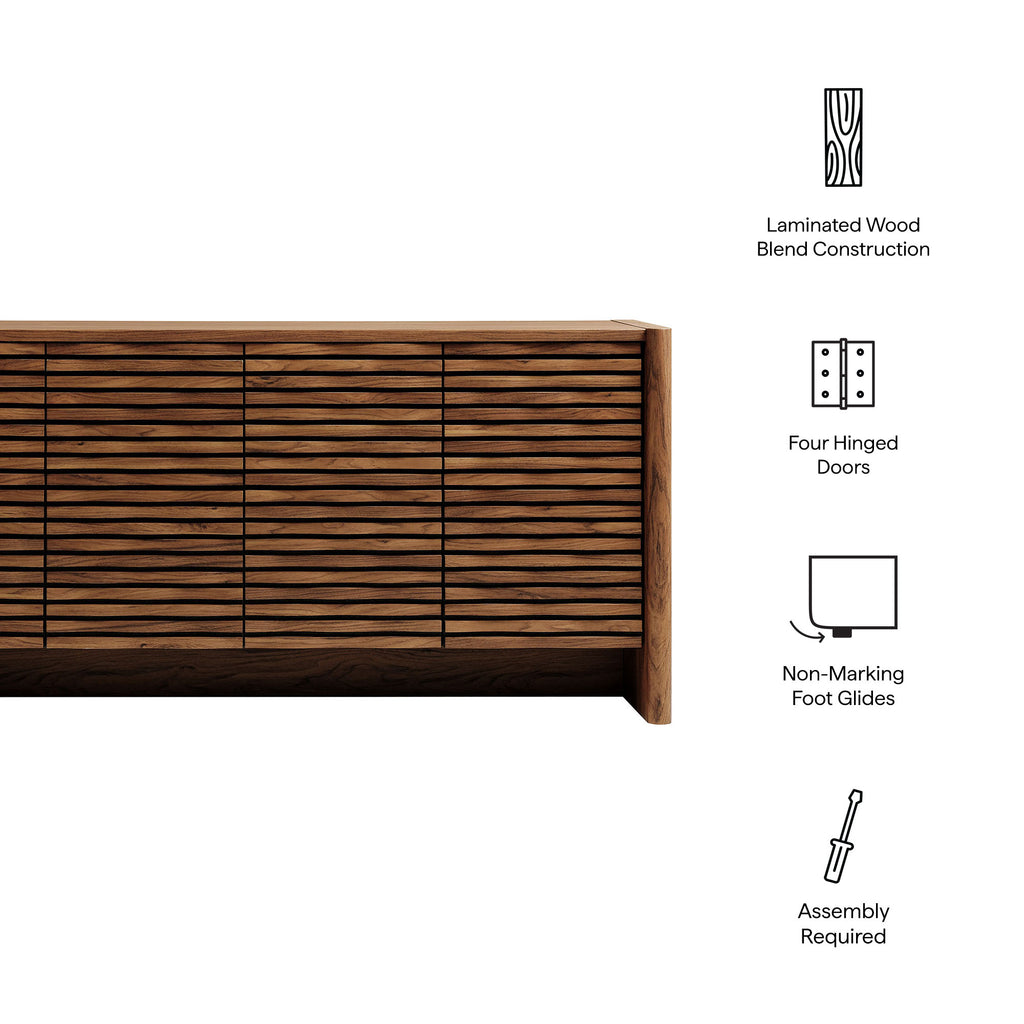 Emric Wave 66" 4-Door Sideboard - Walnut