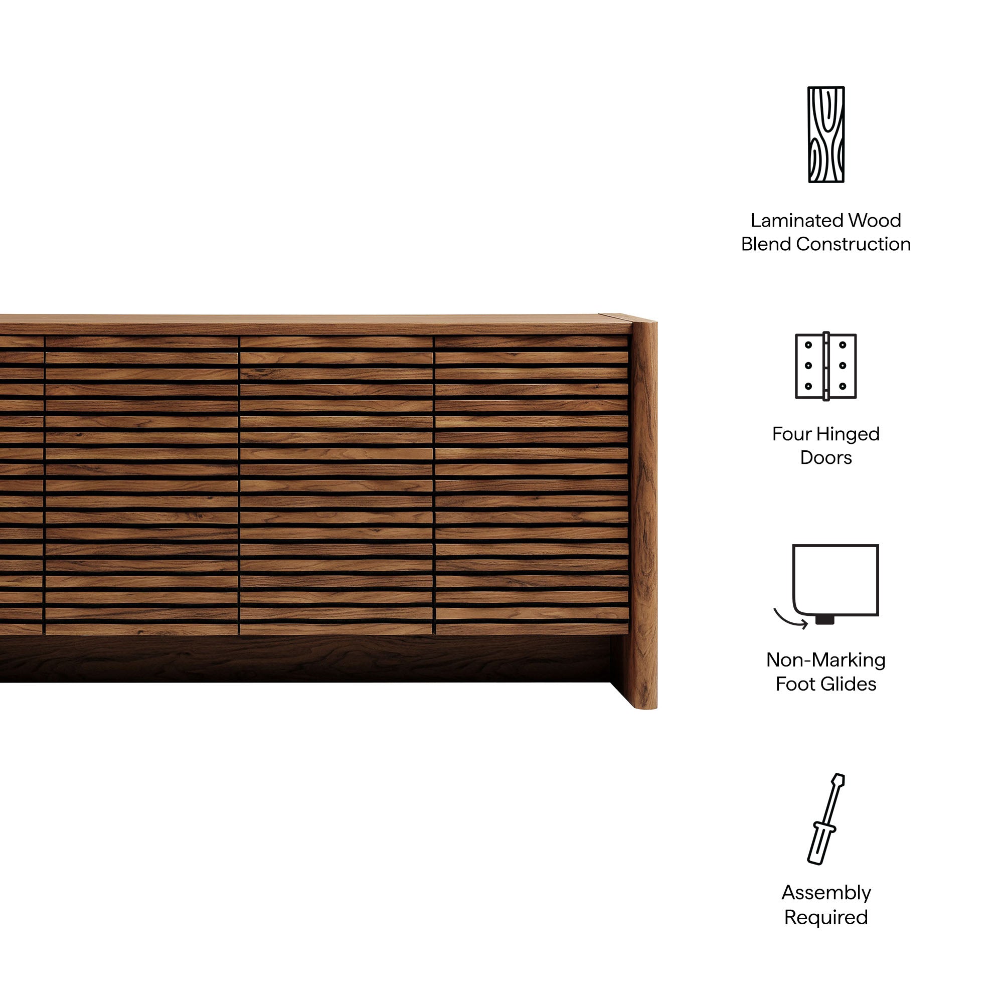 Emric Wave 66" 4-Door Sideboard - Walnut