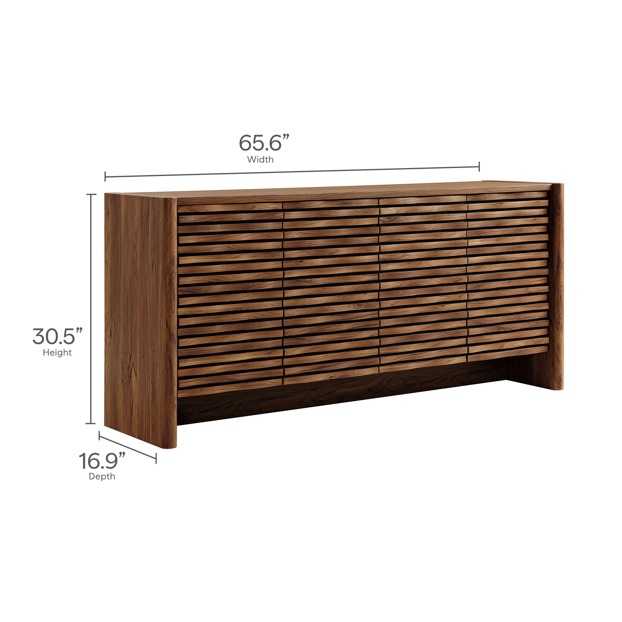 Emric Wave 66" 4-Door Sideboard - Walnut