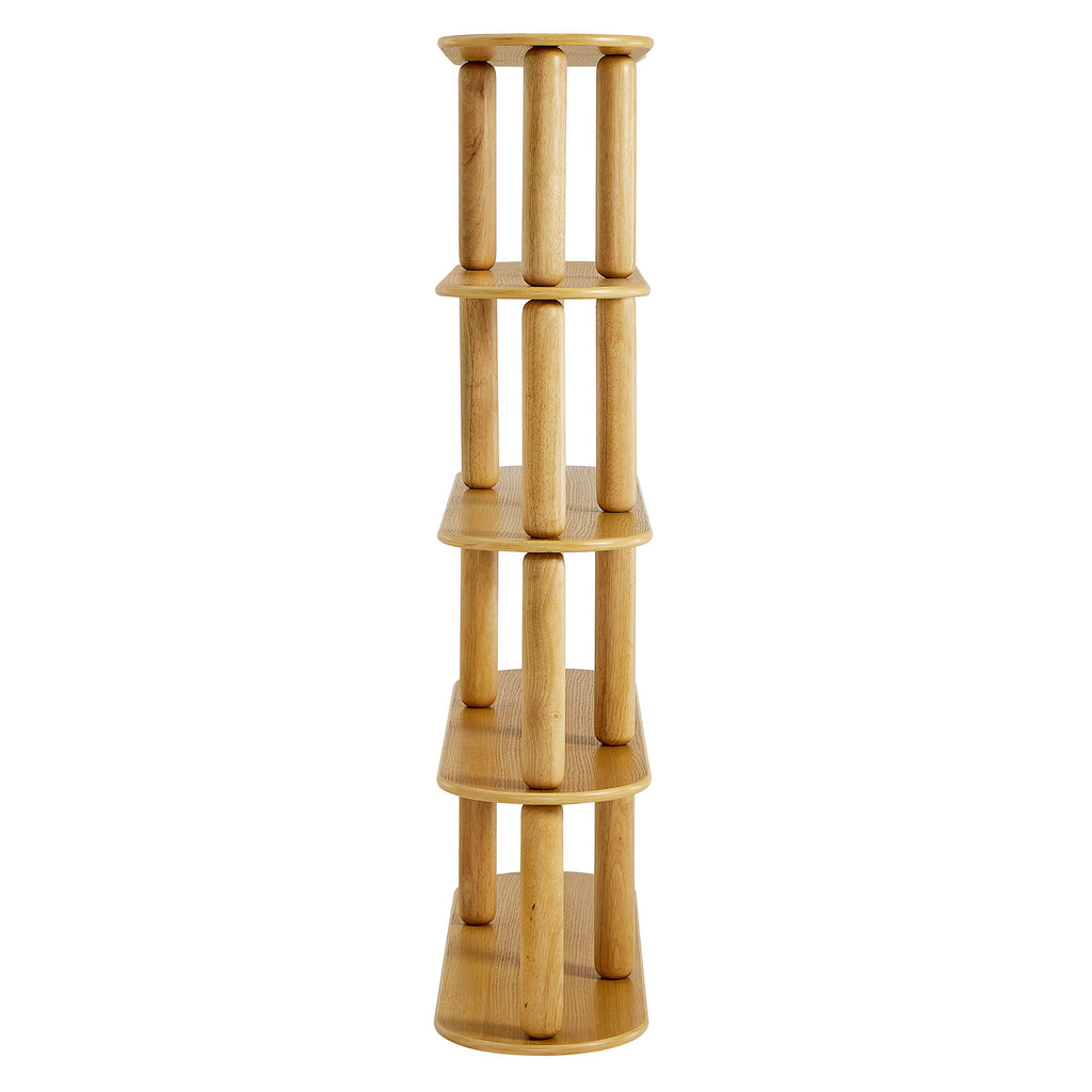 Arcus 4-Tier Oval Wood Bookshelf - Oak