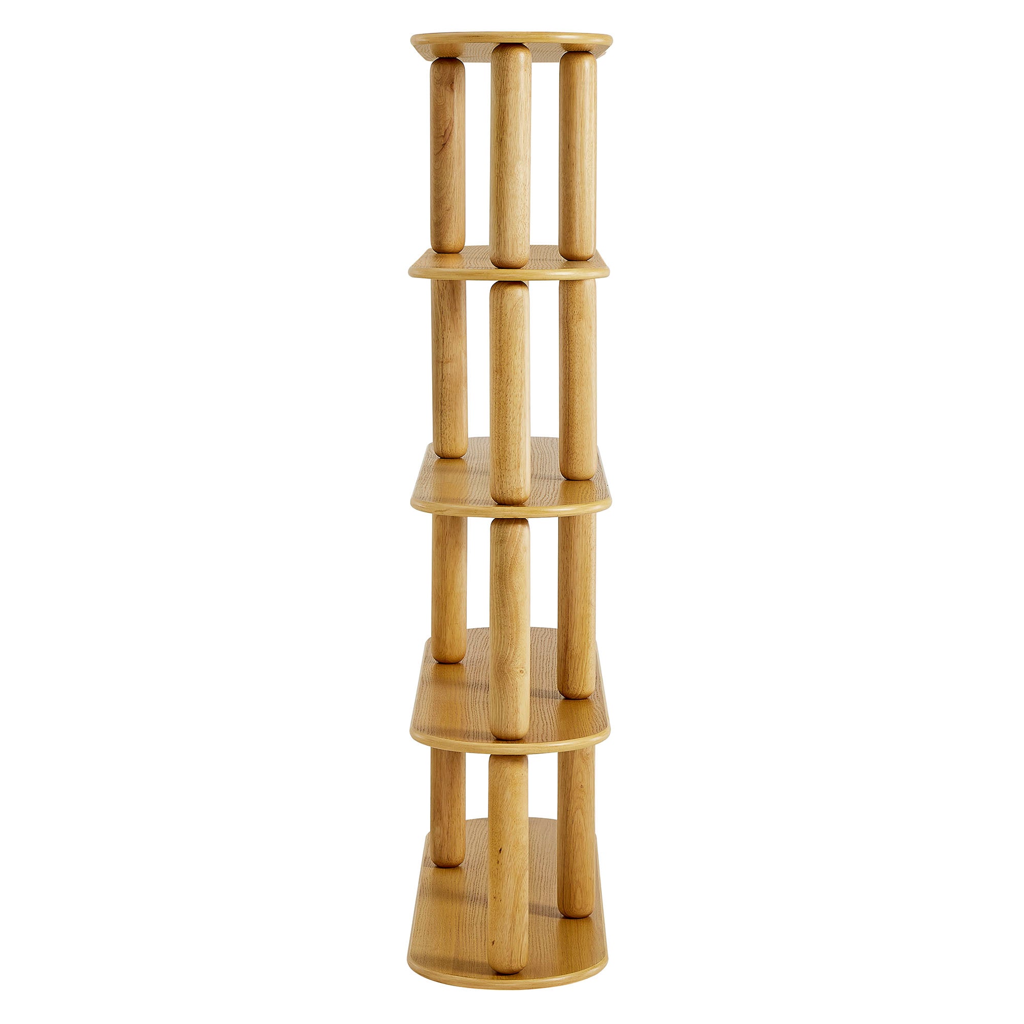 Arcus 4-Tier Oval Wood Bookshelf - Oak