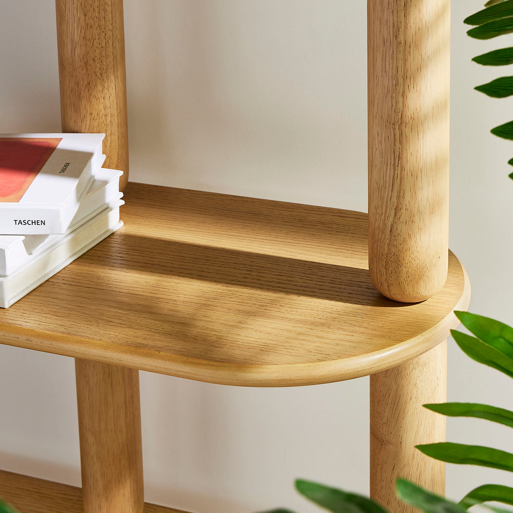 Arcus 4-Tier Oval Wood Bookshelf - Oak