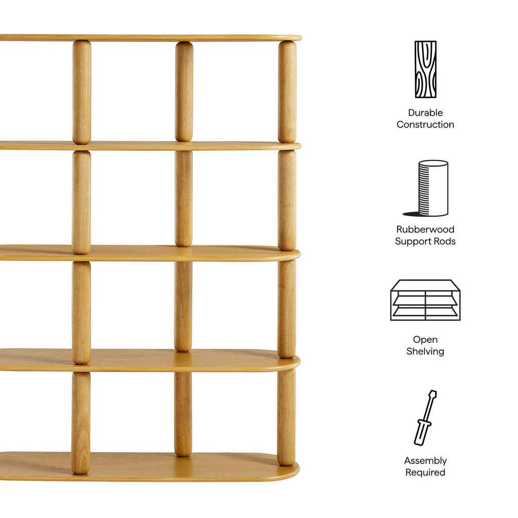Arcus 4-Tier Oval Wood Bookshelf - Oak