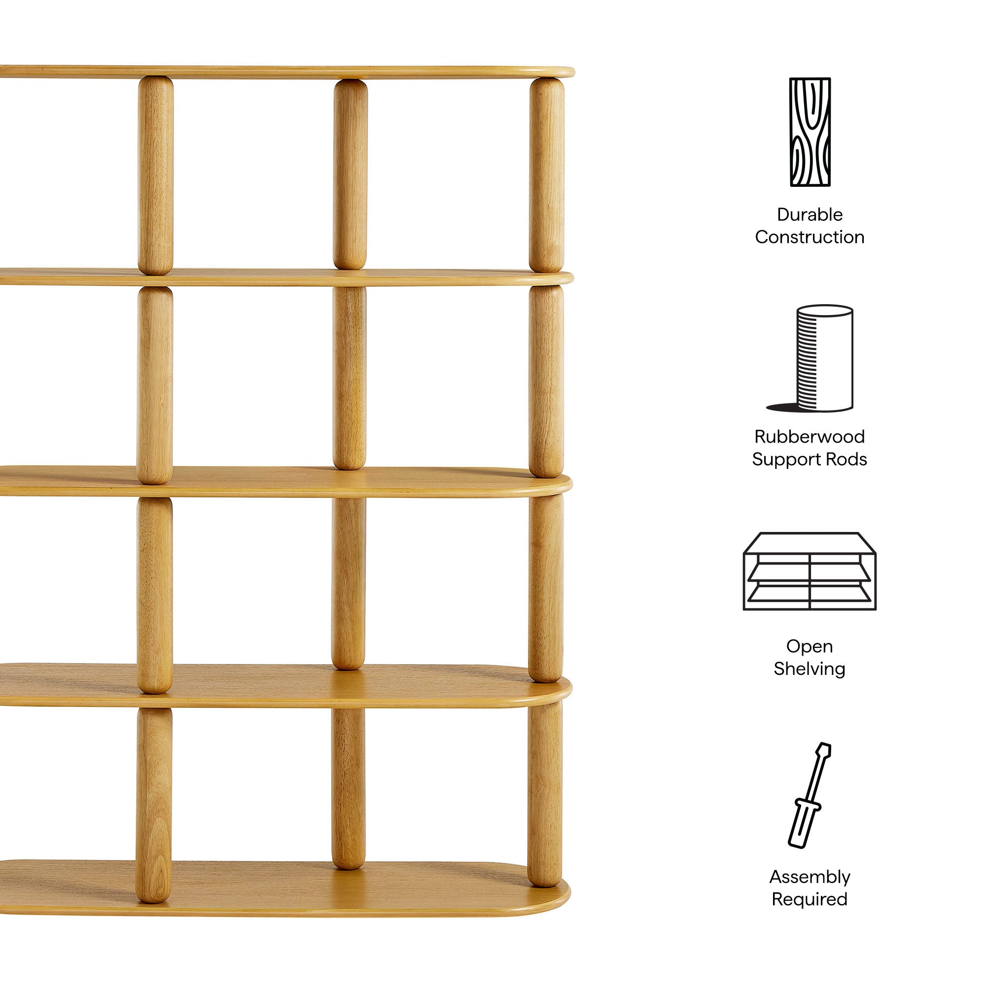 Arcus 4-Tier Oval Wood Bookshelf - Oak