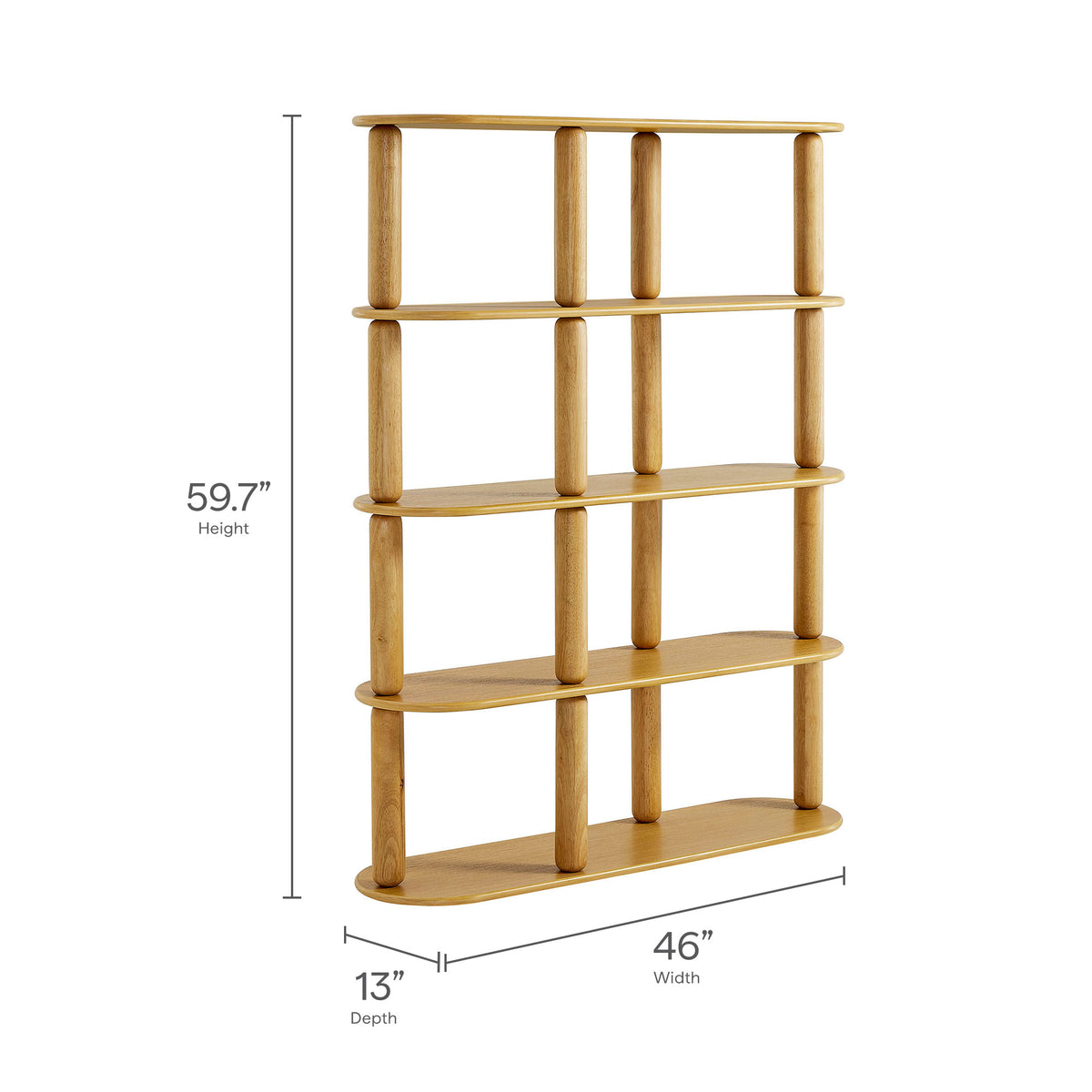 Arcus 4-Tier Oval Wood Bookshelf - Oak