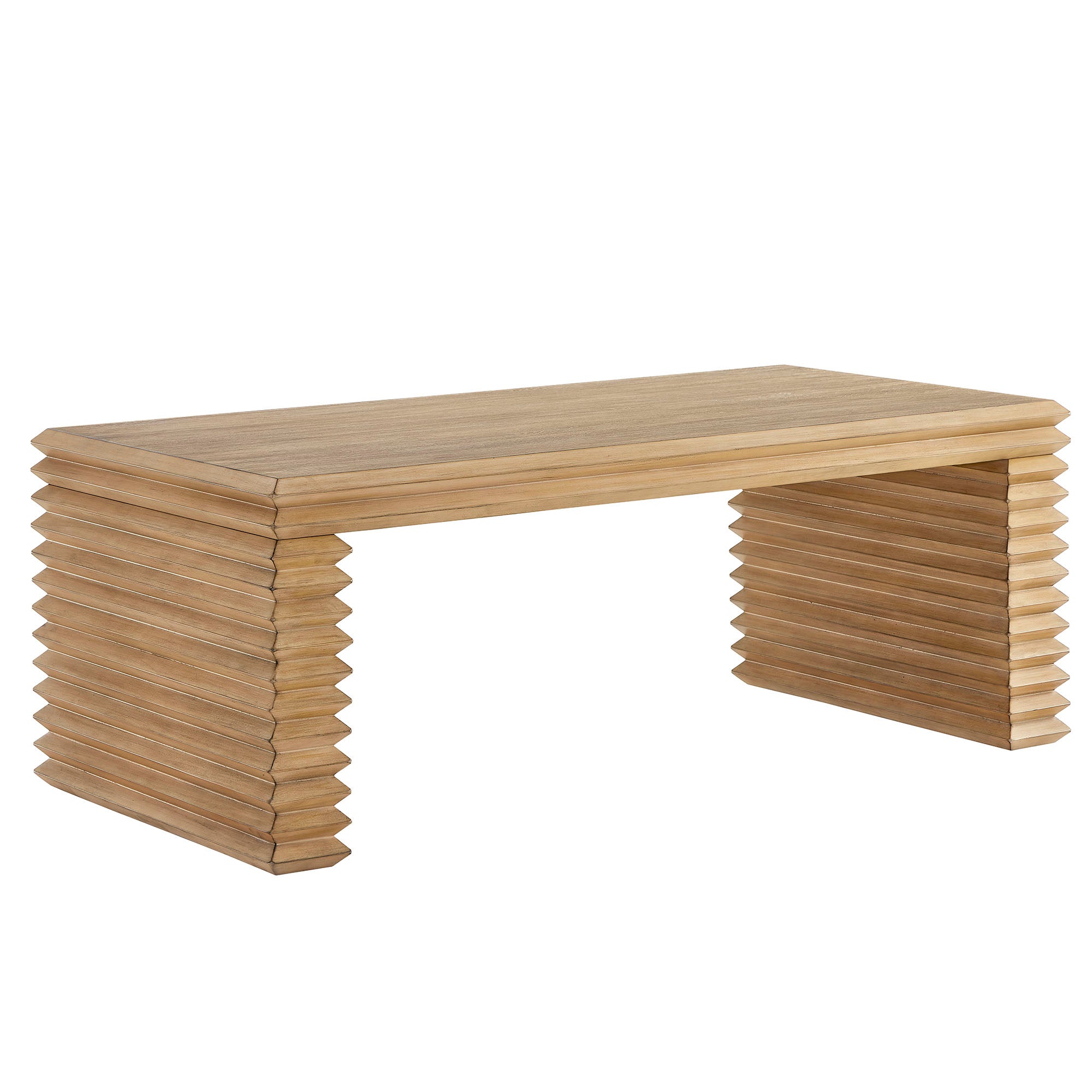 Canto Rectangular Stacked Design Coffee Table - Weathered Oak