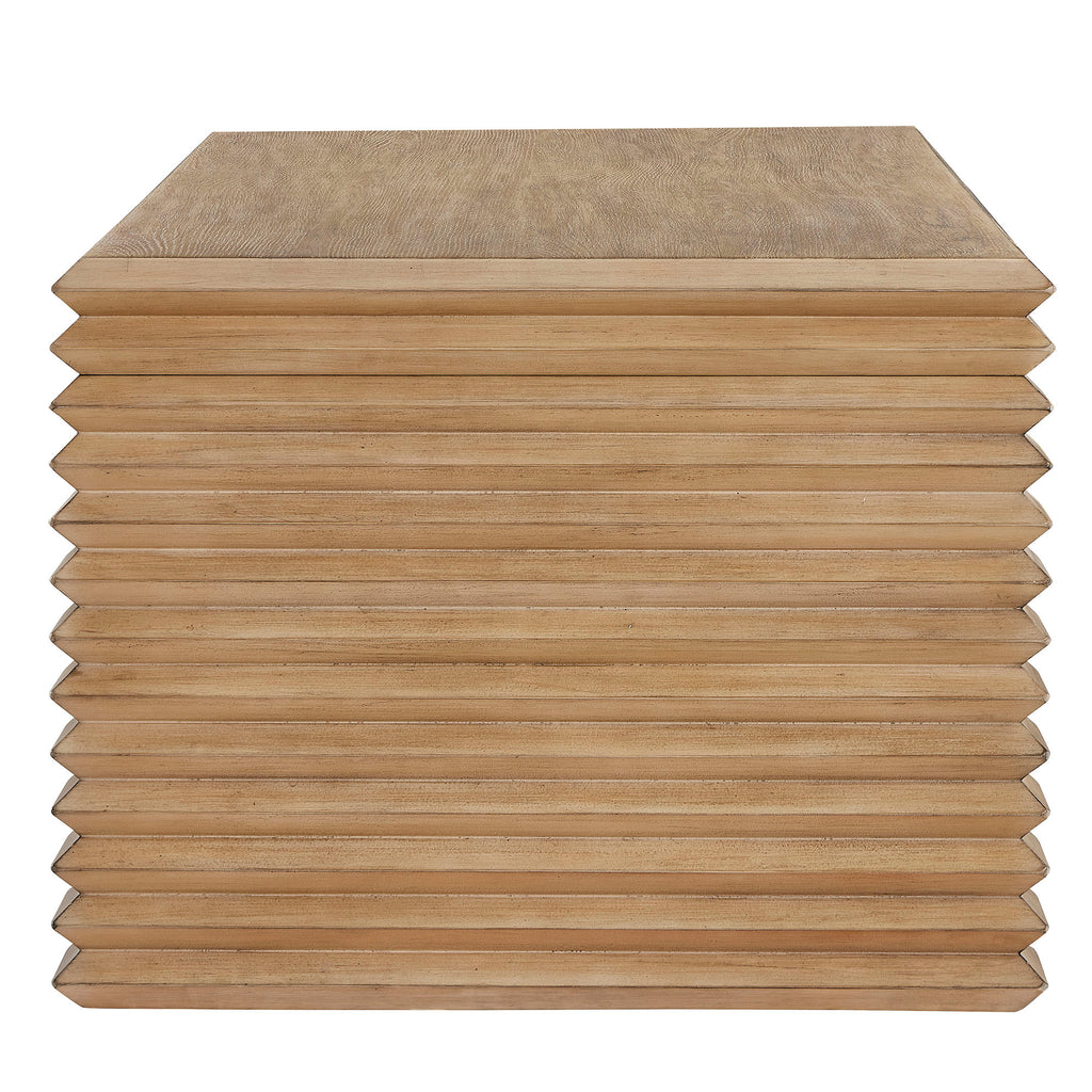 Canto Rectangular Stacked Design Coffee Table - Weathered Oak
