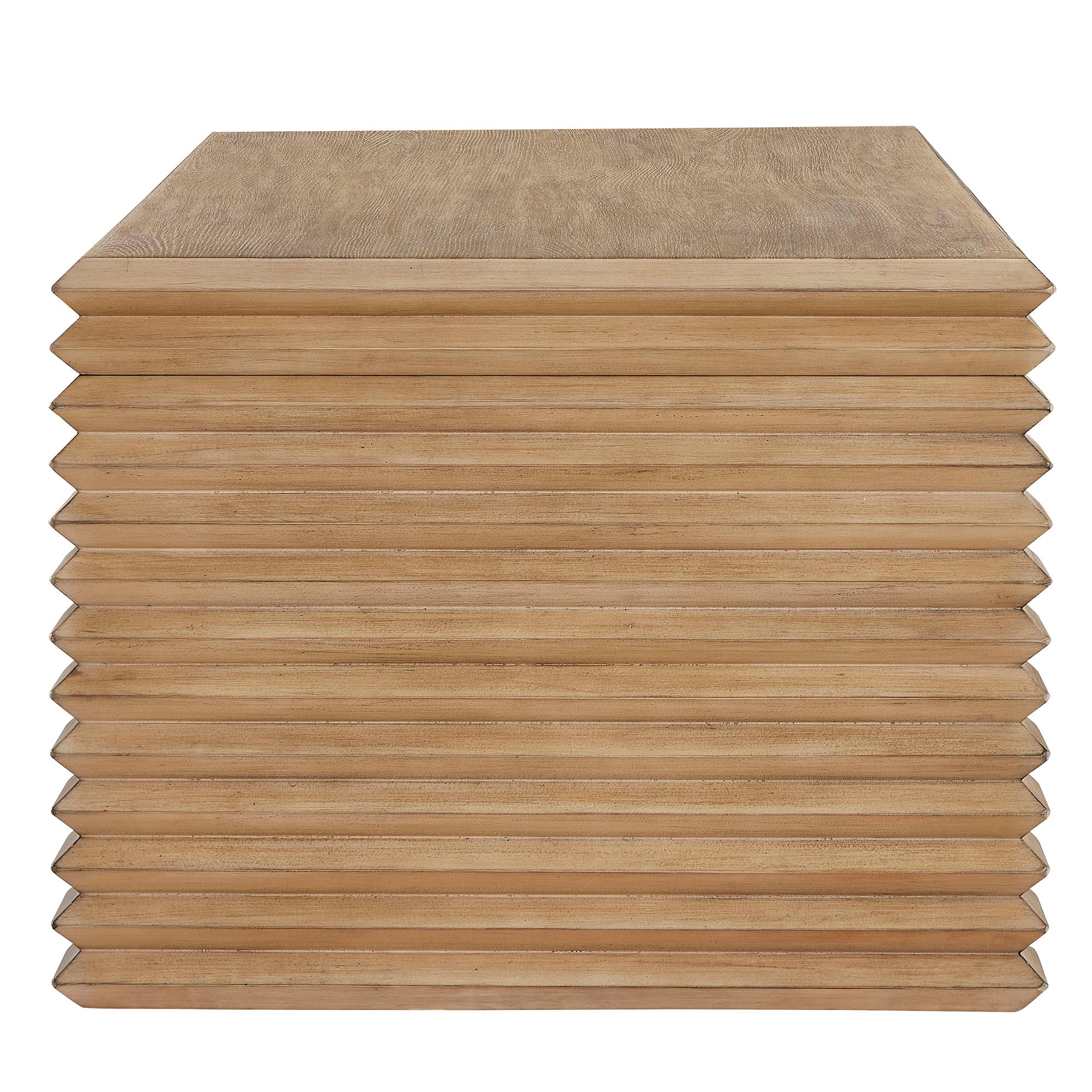 Canto Rectangular Stacked Design Coffee Table - Weathered Oak