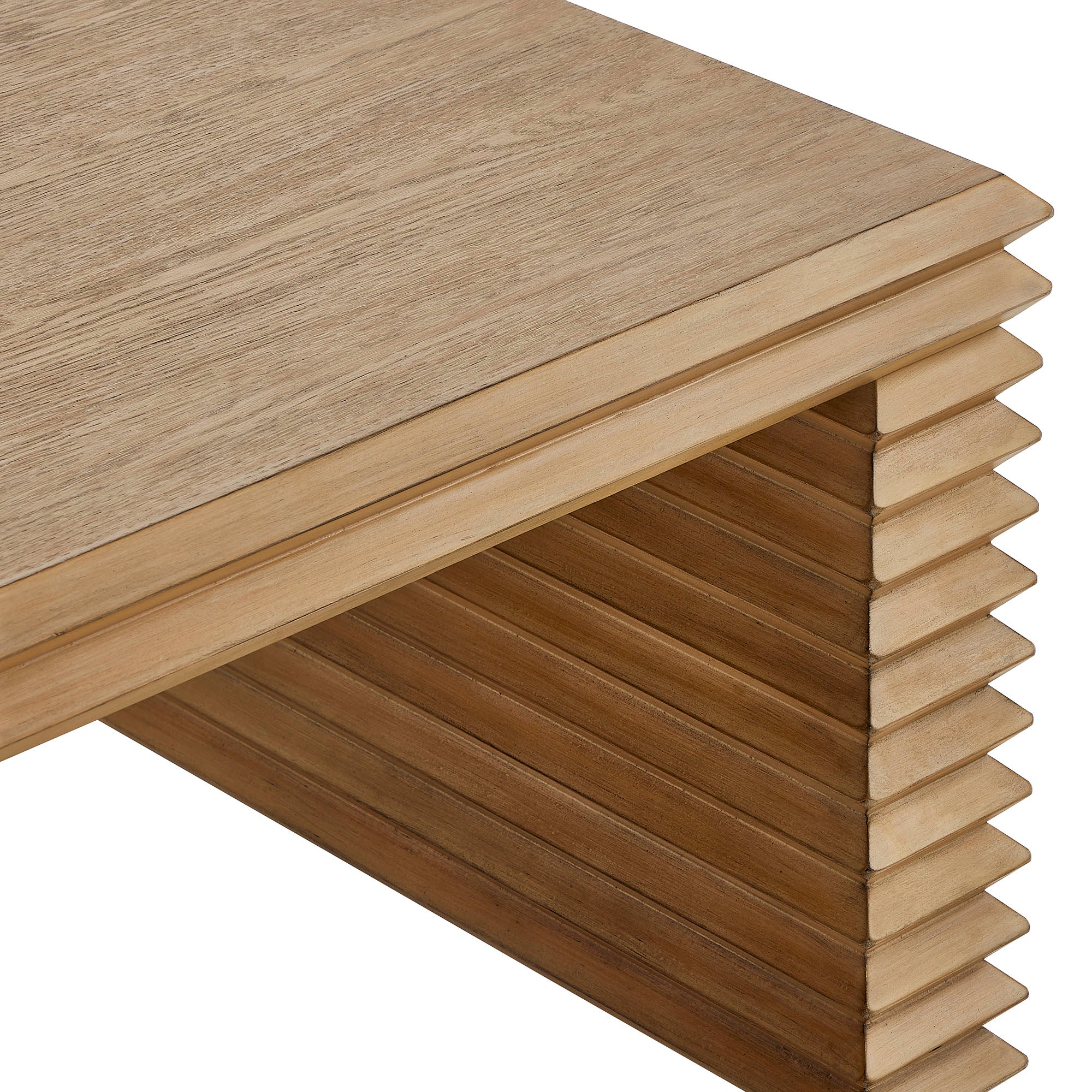 Canto Rectangular Stacked Design Coffee Table - Weathered Oak