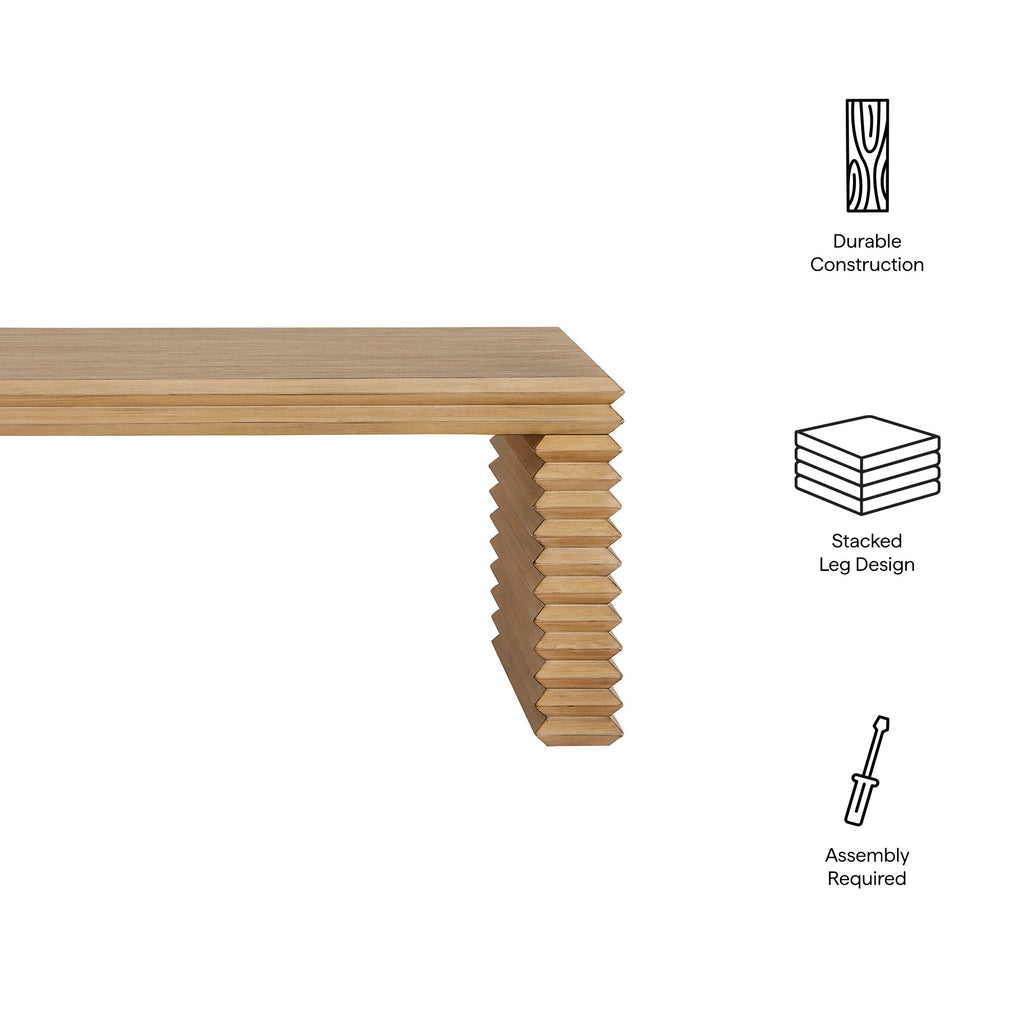 Canto Rectangular Stacked Design Coffee Table - Weathered Oak