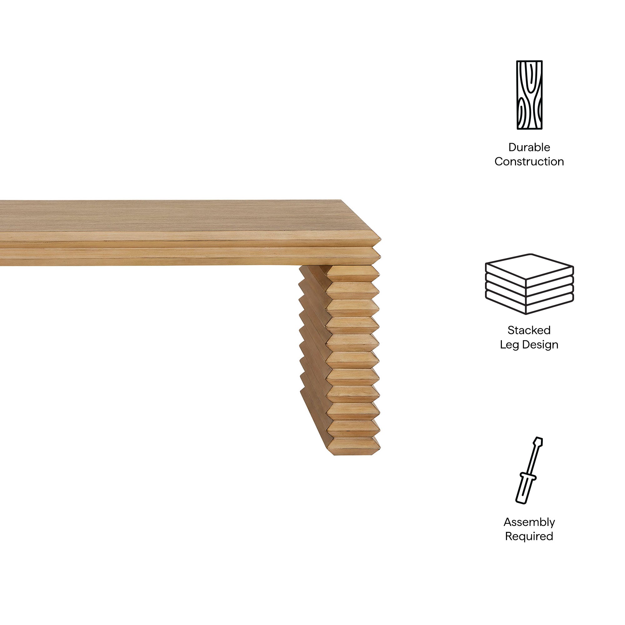 Canto Rectangular Stacked Design Coffee Table - Weathered Oak