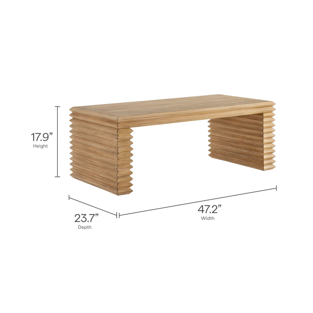 Canto Rectangular Stacked Design Coffee Table - Weathered Oak