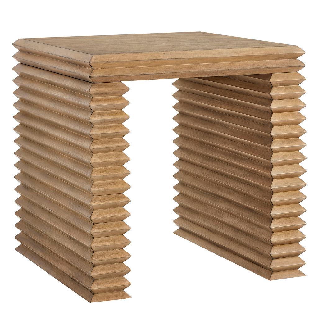 Canto Square 24" Stacked Design End Table - Weathered Oak