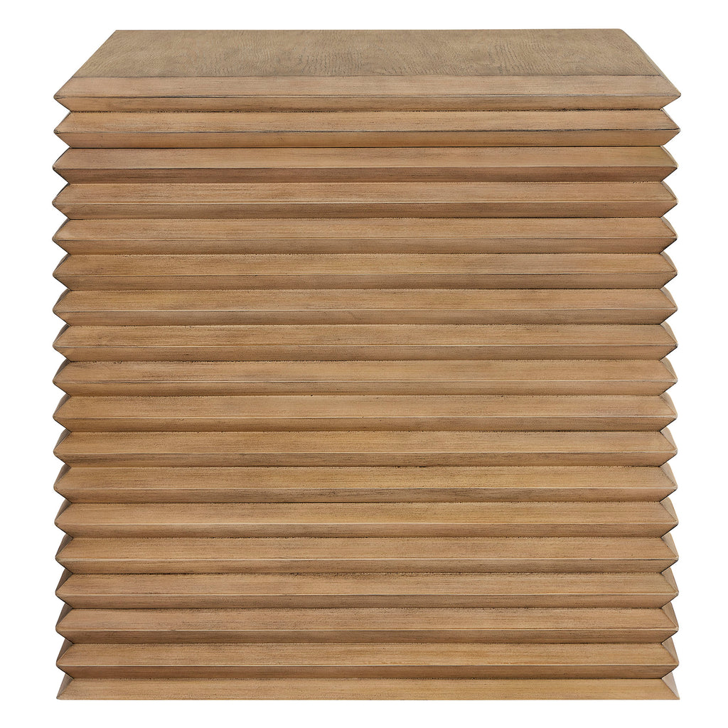 Canto Square 24" Stacked Design End Table - Weathered Oak