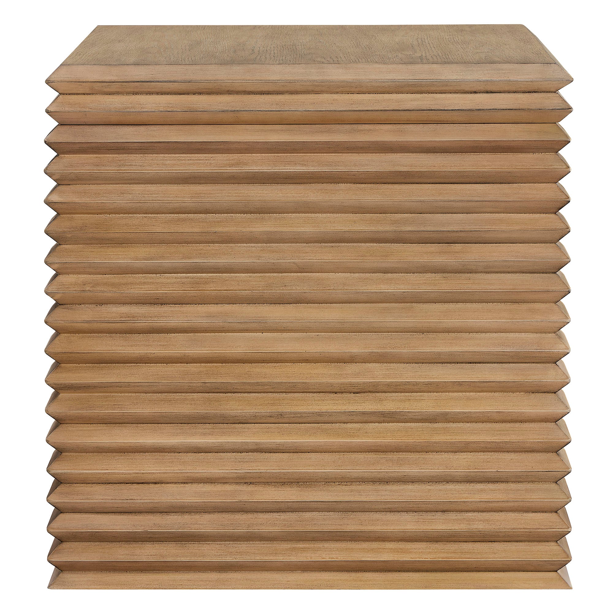 Canto Square 24" Stacked Design End Table - Weathered Oak