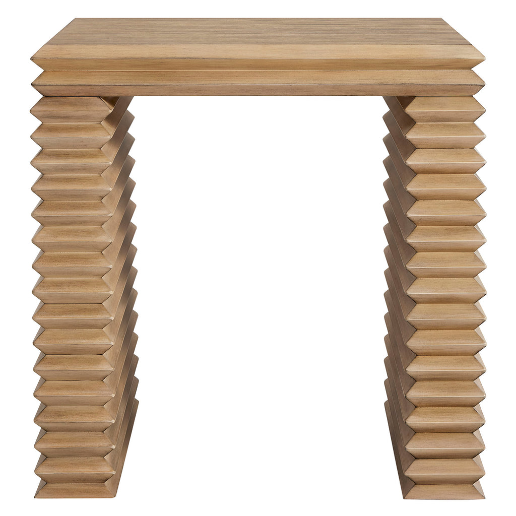 Canto Square 24" Stacked Design End Table - Weathered Oak