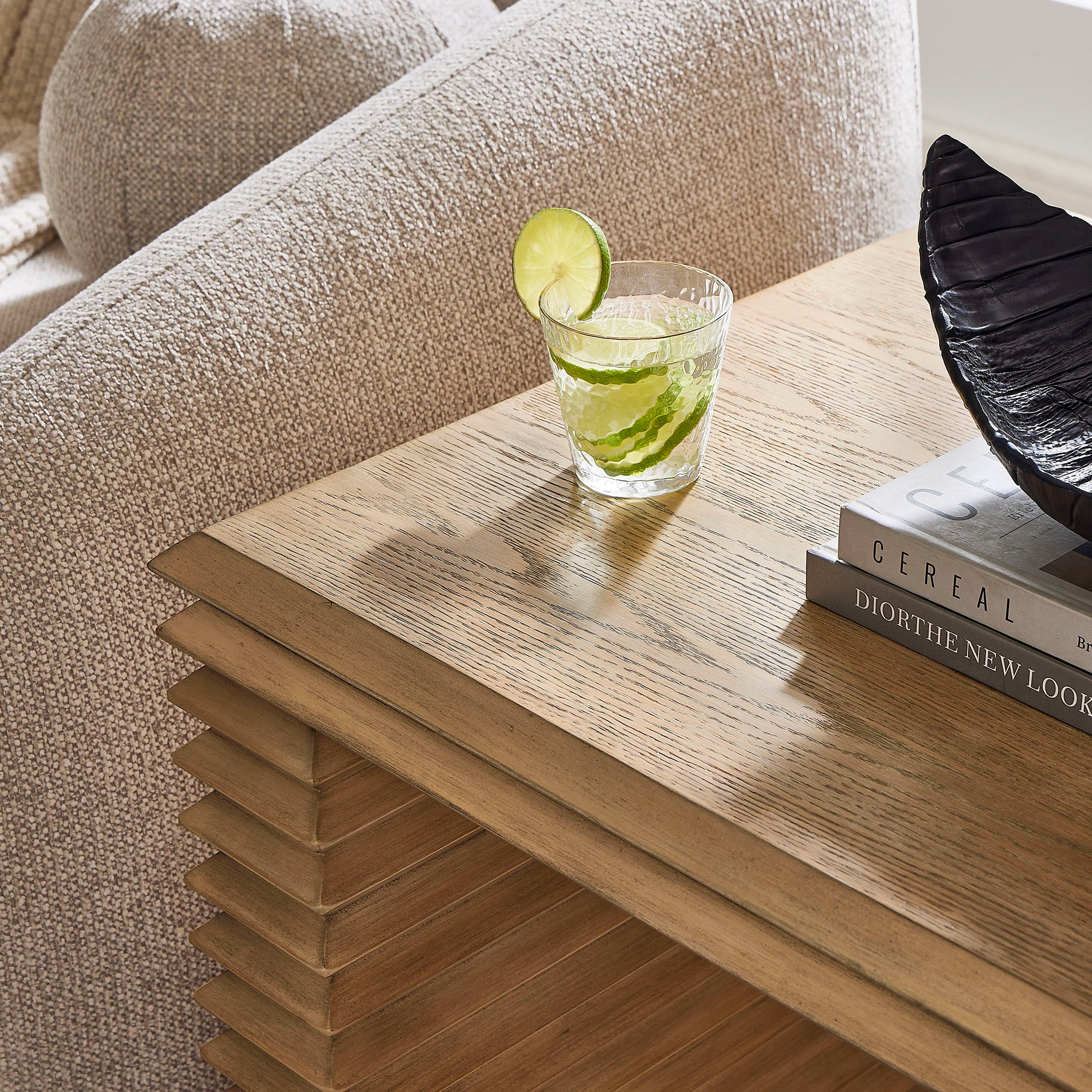 Canto Square 24" Stacked Design End Table - Weathered Oak
