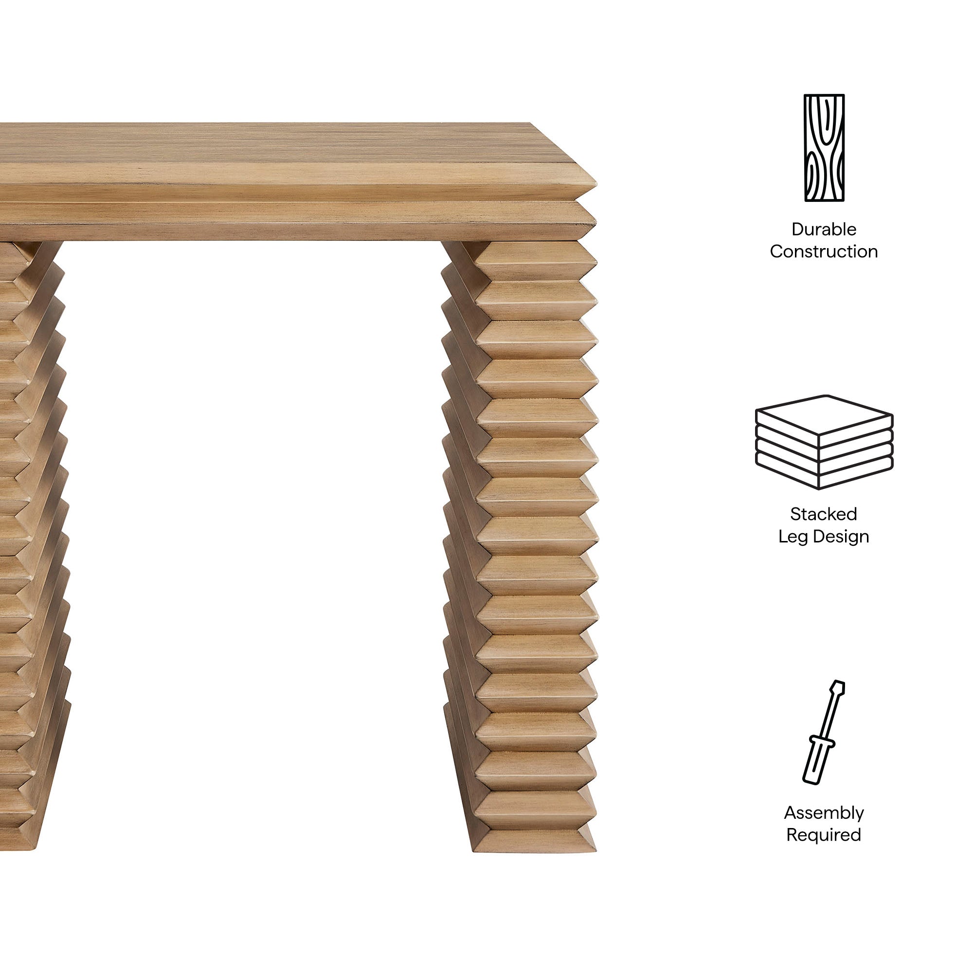 Canto Square 24" Stacked Design End Table - Weathered Oak