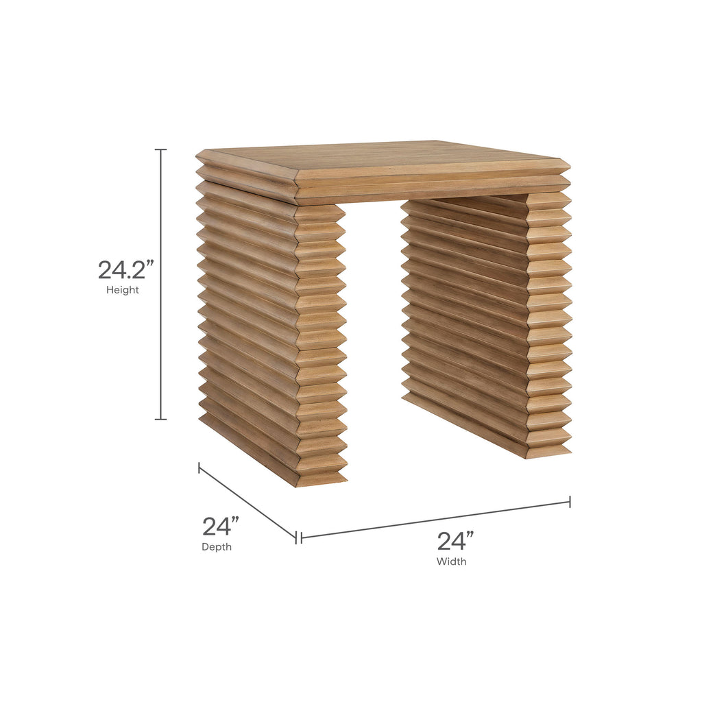 Canto Square 24" Stacked Design End Table - Weathered Oak