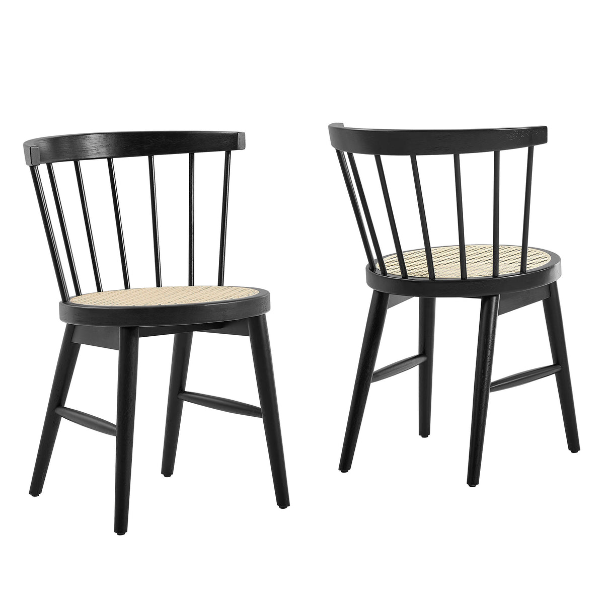 Lykke Curved Spindle Back Dining Chairs Set of 2 - Black