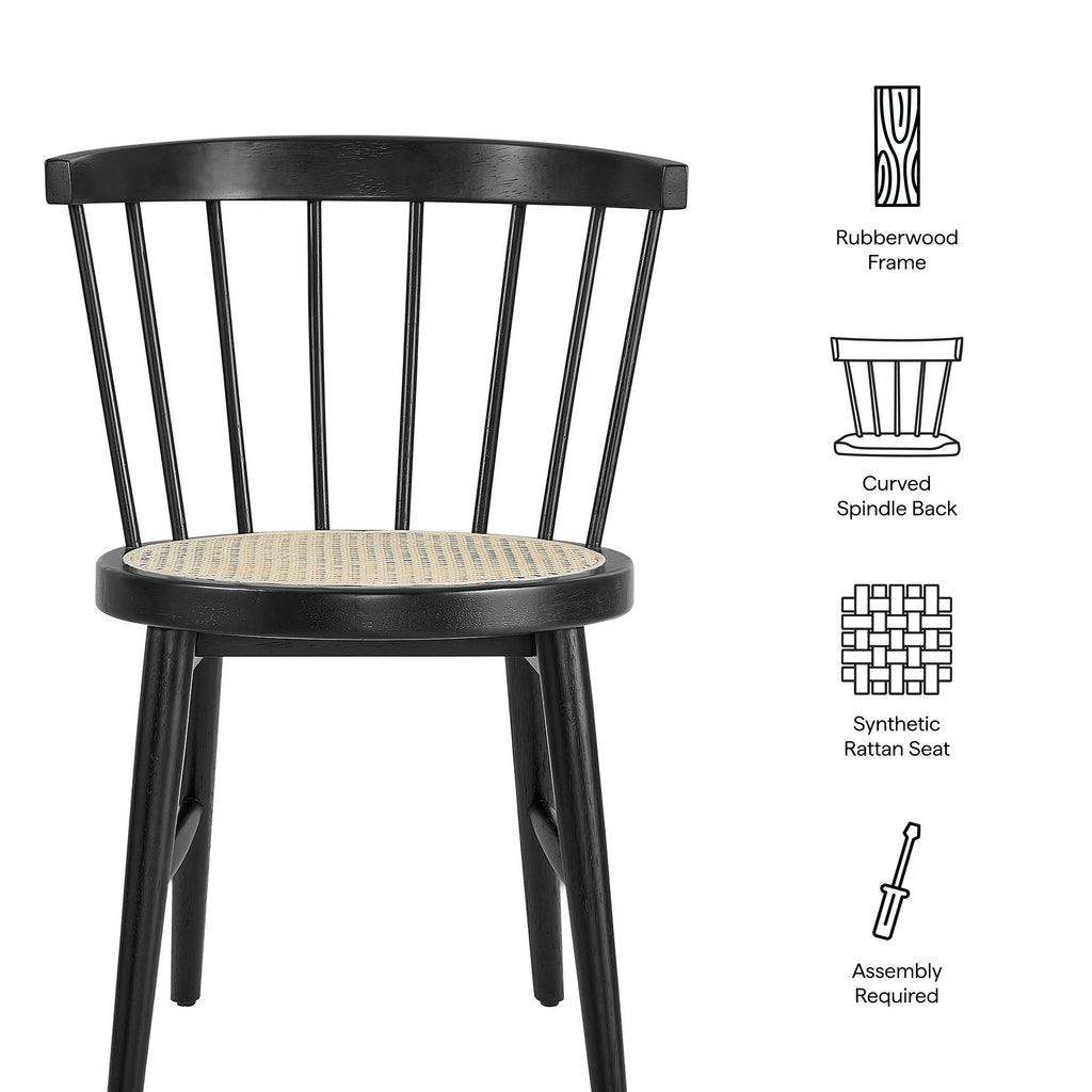 Lykke Curved Spindle Back Dining Chairs Set of 2 - Black