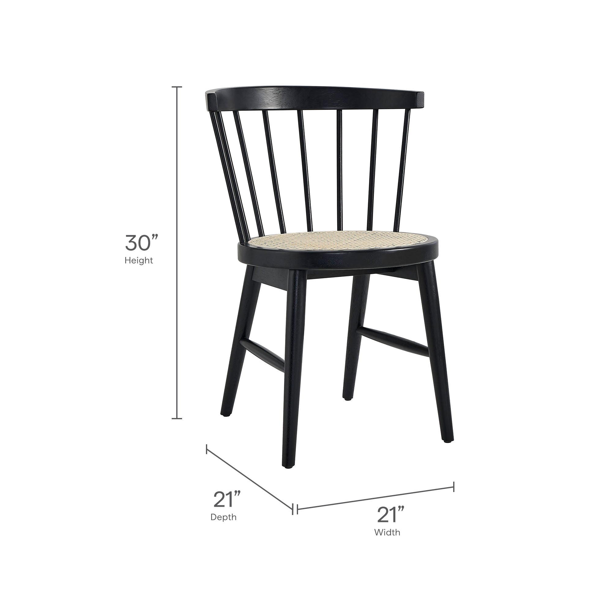 Lykke Curved Spindle Back Dining Chairs Set of 2 - Black