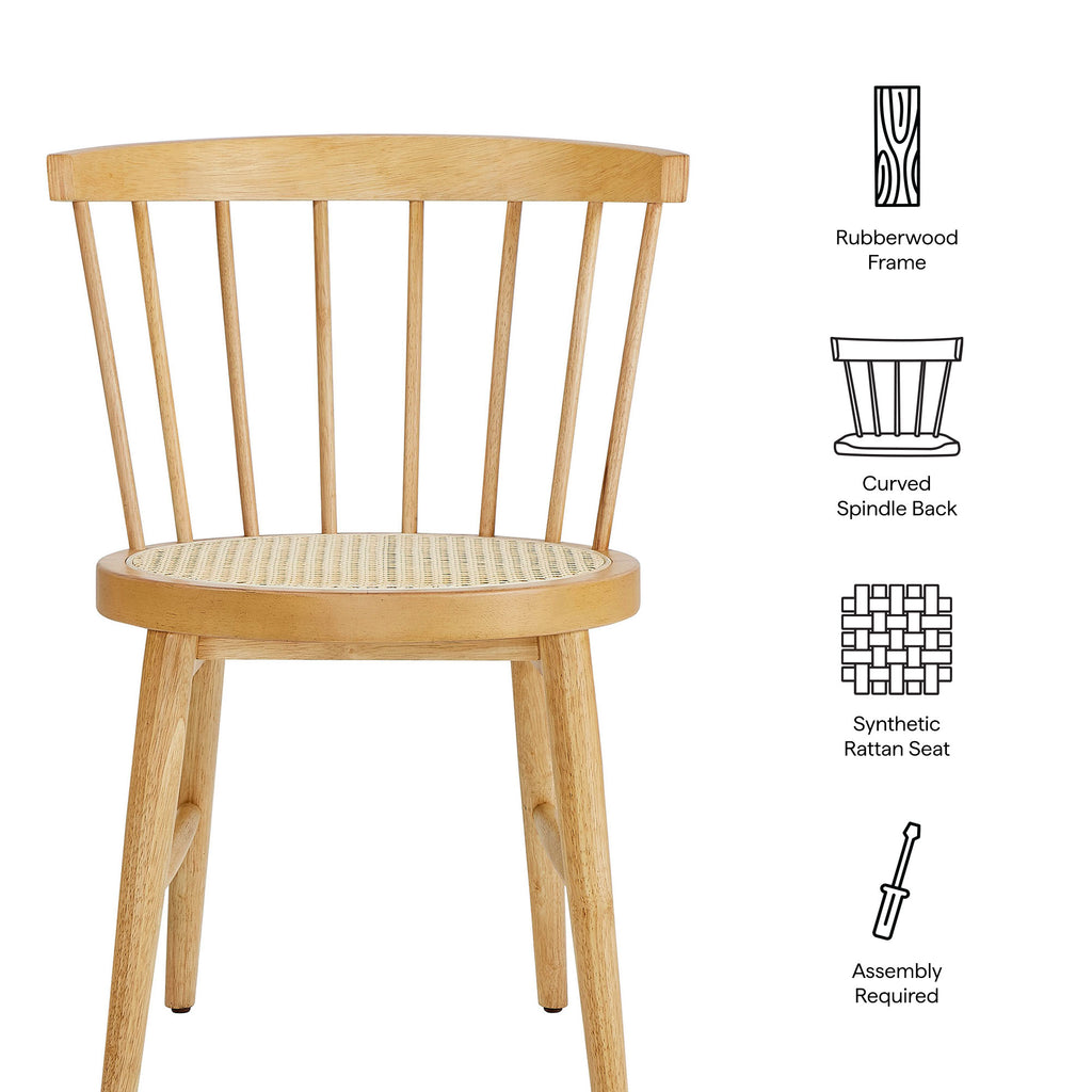 Lykke Curved Spindle Back Dining Chairs Set of 2 - Natural