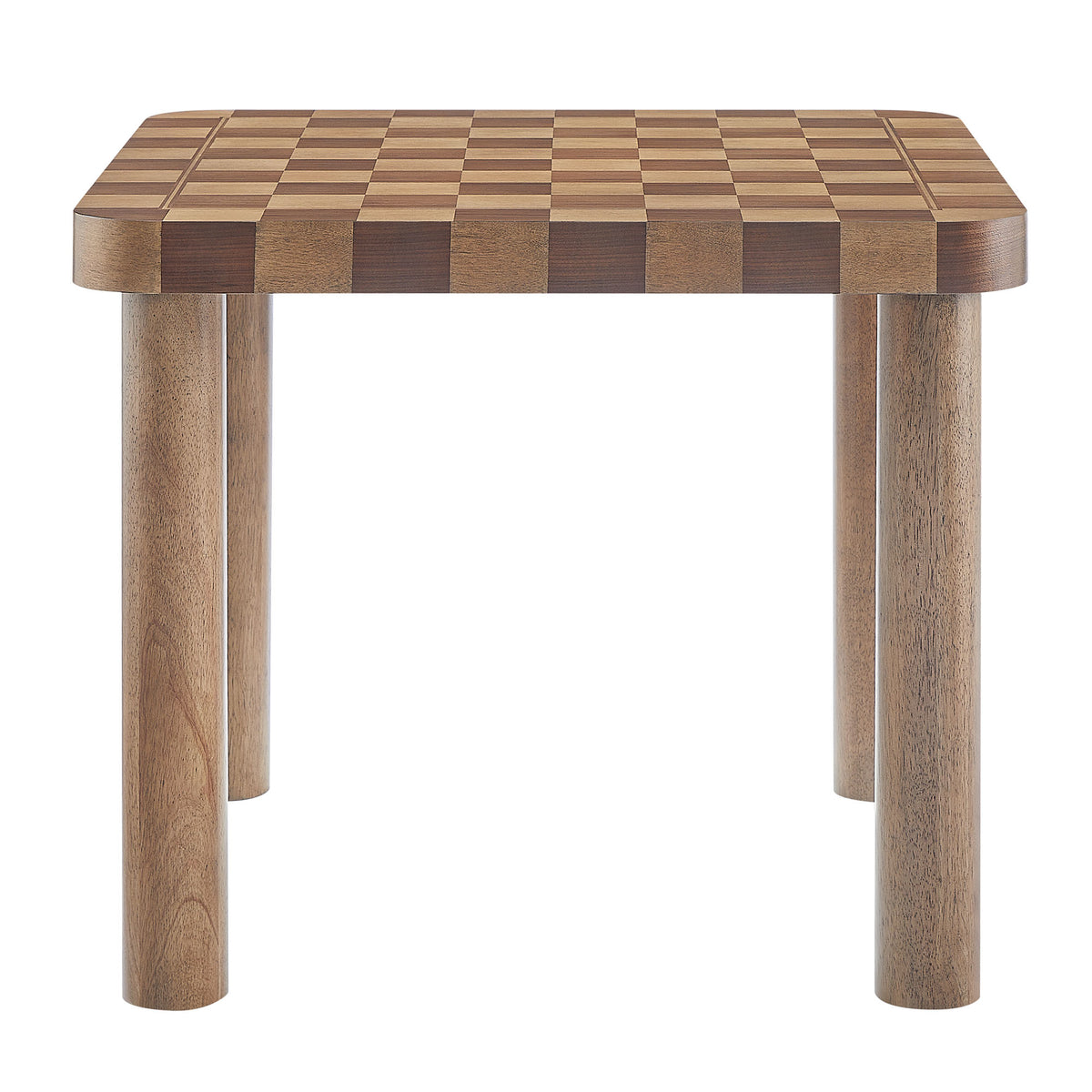 Oscar 36 Inch Square Checkered Dining Table - Walnut and Dark Walnut