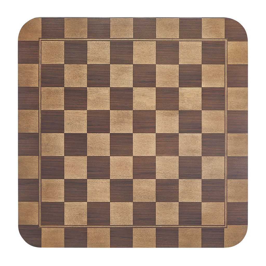 Oscar 36 Inch Square Checkered Dining Table - Walnut and Dark Walnut