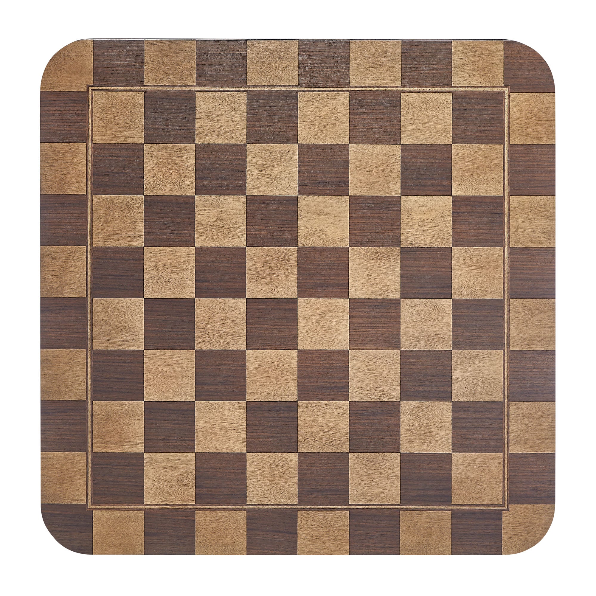 Oscar 36 Inch Square Checkered Dining Table - Walnut and Dark Walnut