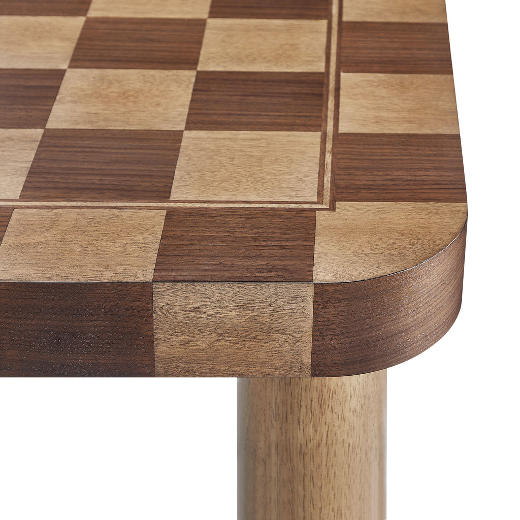 Oscar 36 Inch Square Checkered Dining Table - Walnut and Dark Walnut