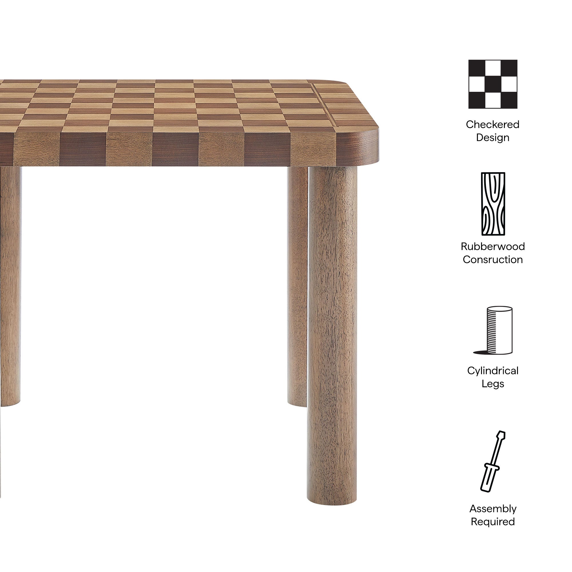 Oscar 36 Inch Square Checkered Dining Table - Walnut and Dark Walnut