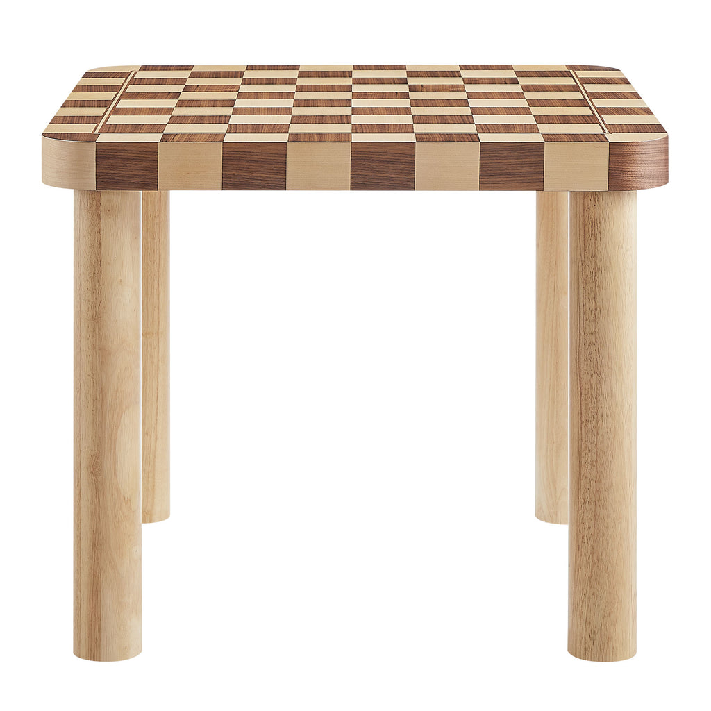 Oscar 36 Inch Square Checkered Dining Table - Oak and Walnut