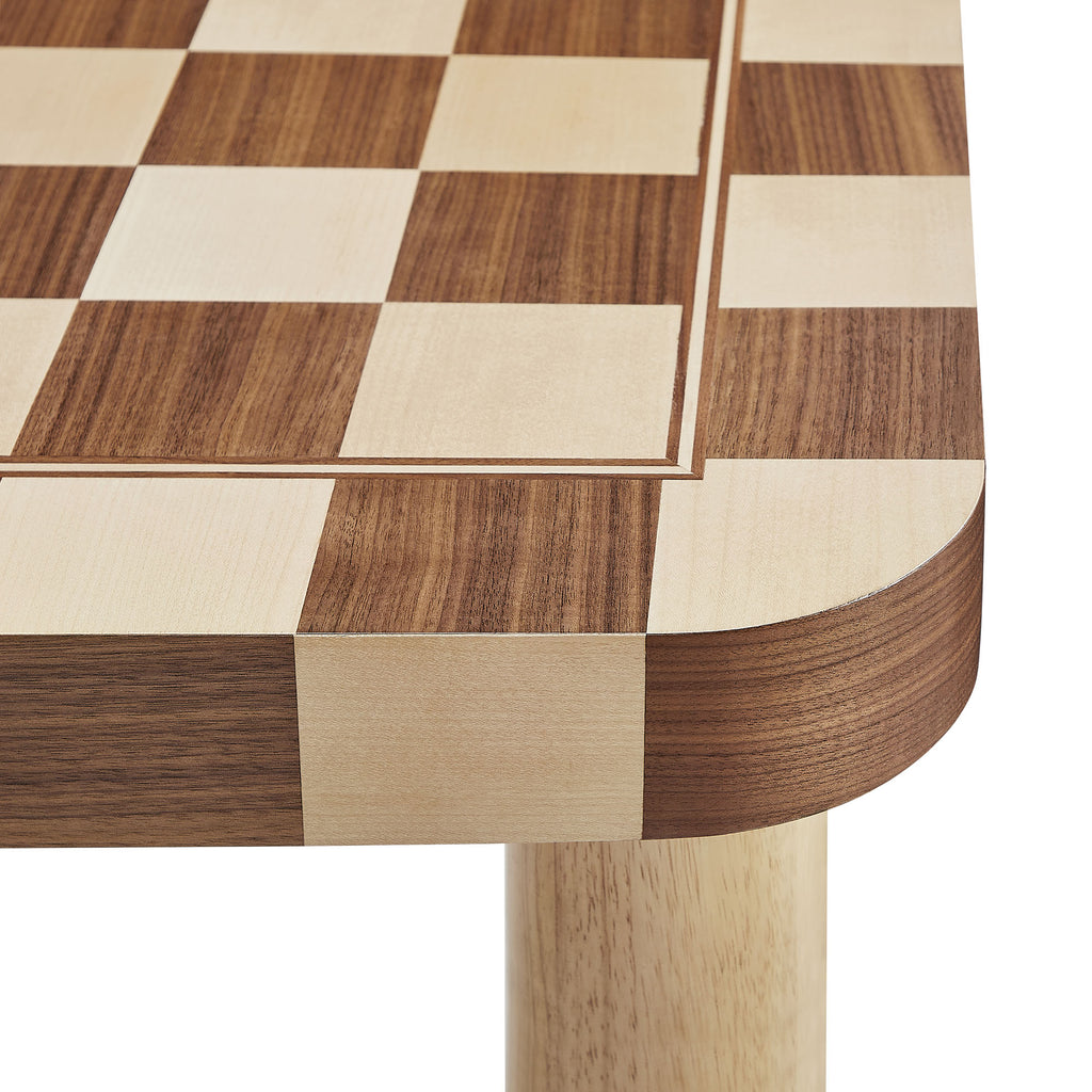 Oscar 36 Inch Square Checkered Dining Table - Oak and Walnut