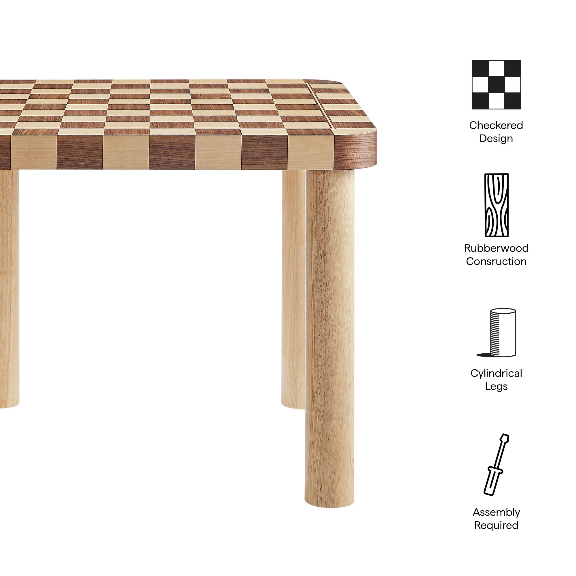 Oscar 36 Inch Square Checkered Dining Table - Oak and Walnut
