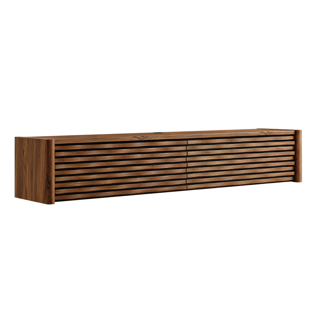 Emric Wave 71" Wall-Mounted TV Cabinet - Walnut