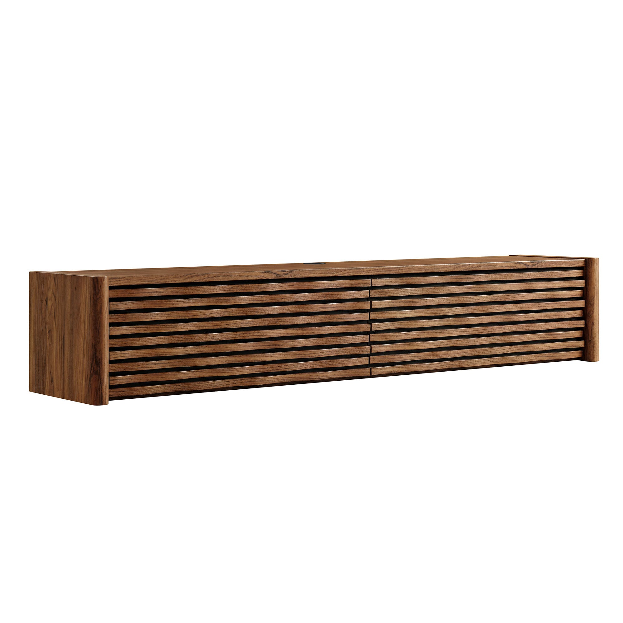 Emric Wave 71" Wall-Mounted TV Cabinet - Walnut