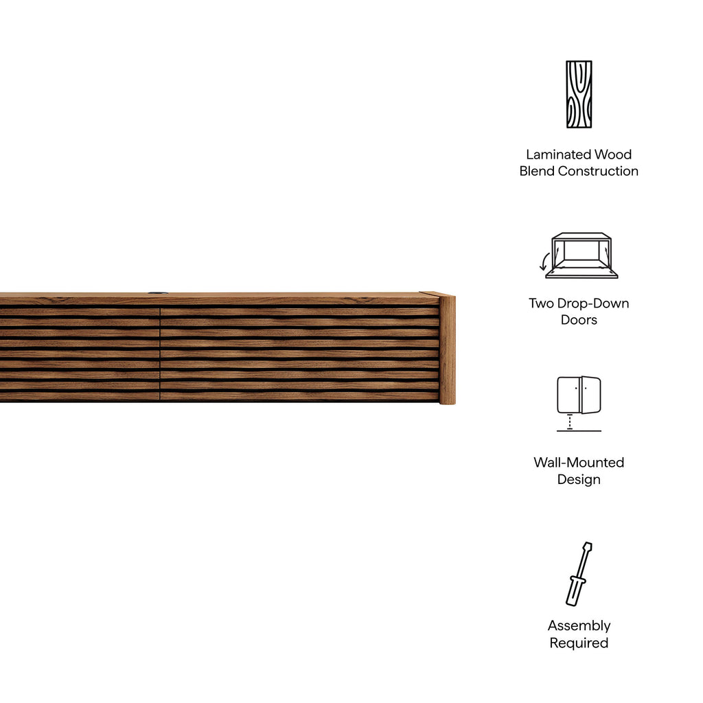 Emric Wave 71" Wall-Mounted TV Cabinet - Walnut